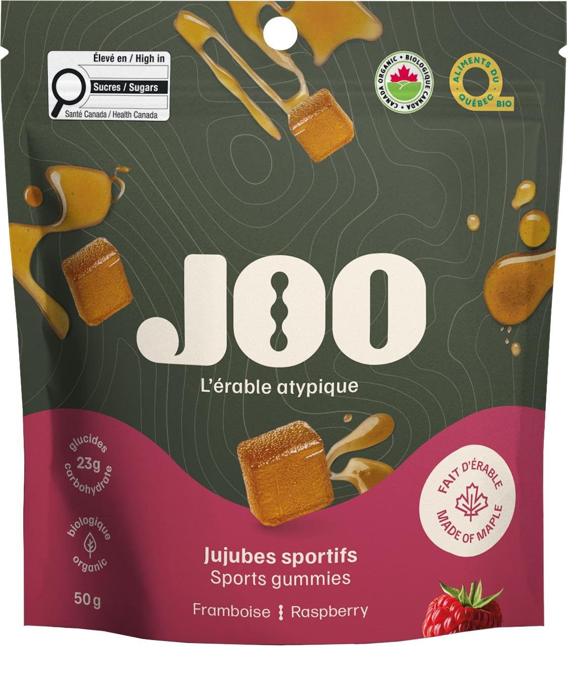Jujubes au sirop d'érable bio et véganes - Framboise
