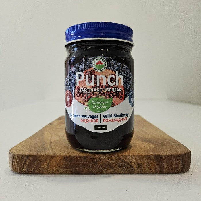 Organic wild blueberry and pomegranate spread