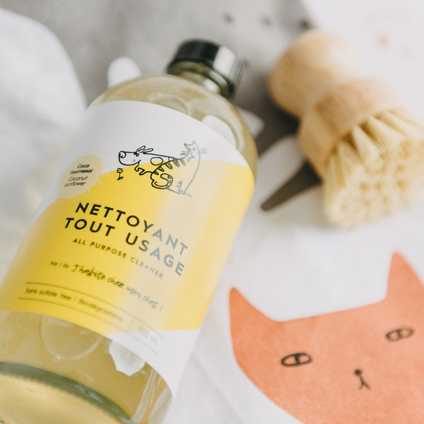 Pommeau à vaisselle en bambou avec fibre de sisal