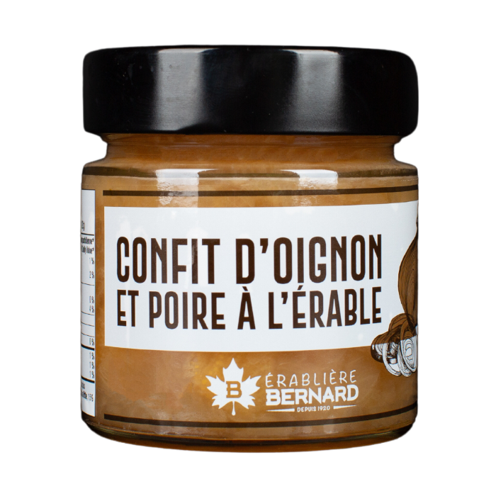 Confit d'oignons et poire à l'érable face