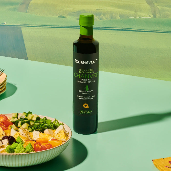 Huile vierge de chanvre biologique face