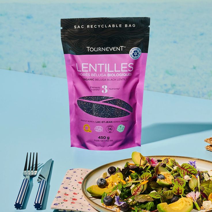 Lentilles noires Béluga biologiques face