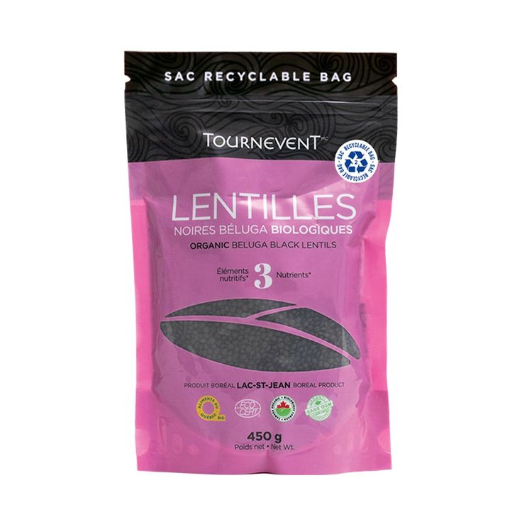 Lentilles noires Béluga biologiques fond blanc