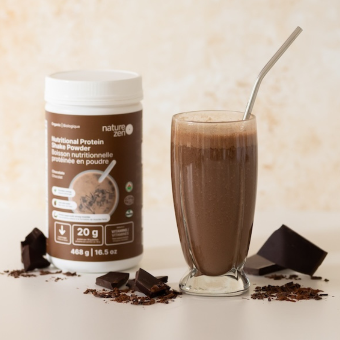 Boisson nutritionnelle protéinée biologique en poudre avec vitamines et sans gluten