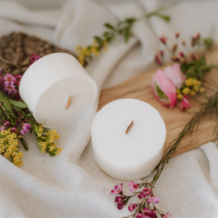Refillable candle in concrete container - Wild flowers & cedar