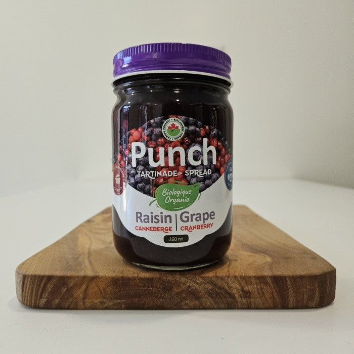 Tartinade biologique de raisin et canneberges