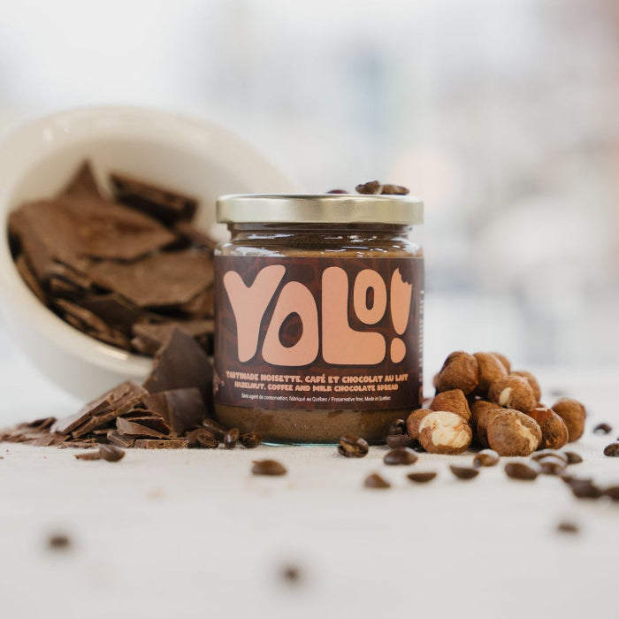 Tartinade de noisette, chocolat au lait & café yolo