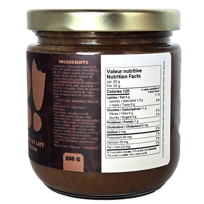 Tartinade de noisette, chocolat au lait & café Tartinade de noisette, chocolat au lait & café yolo dos