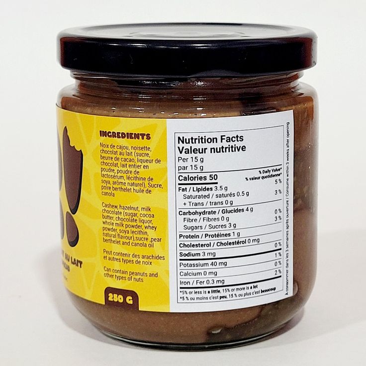 Tartinade noisette, poire & chocolat au lait verso