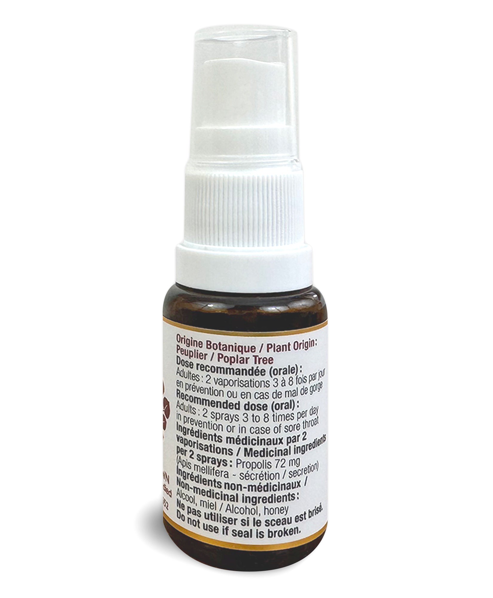 Vaporisateur de propolis brune de peuplier & miel pour la gorge