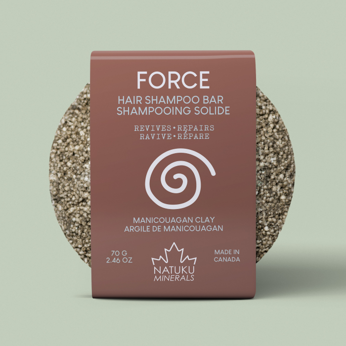 Force solid shampoo with Manicouagan clay