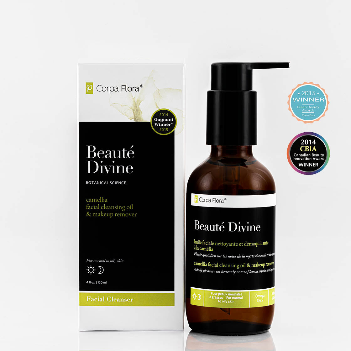 Beauté Divine - Huile faciale nettoyante et démaquillante pour les peaux normales à grasses