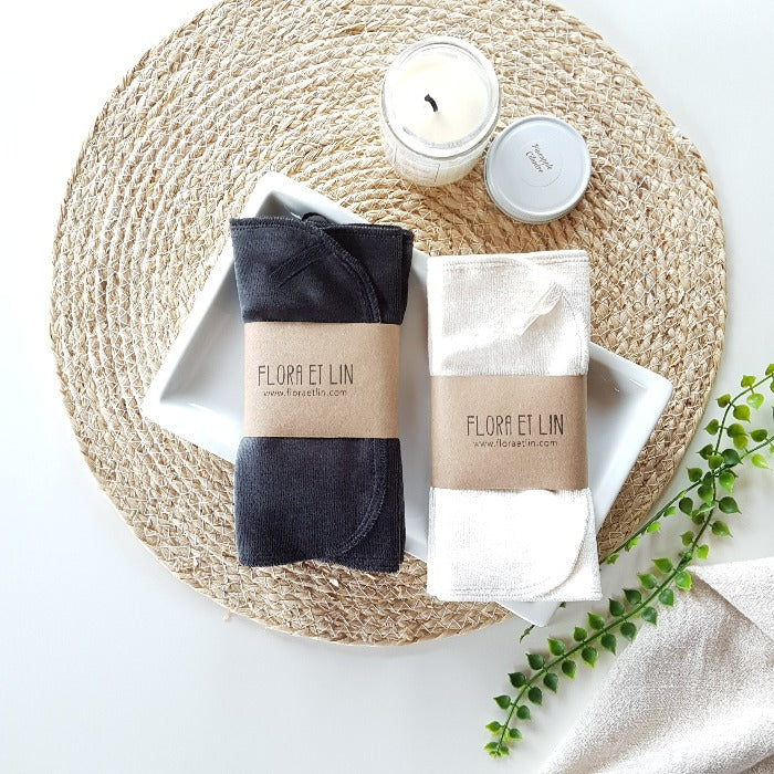 Luxury washcloths made from bamboo and organic cotton velvet - Set of 2