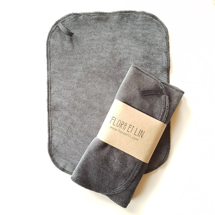 Luxury washcloths made from bamboo and organic cotton velvet - Set of 2