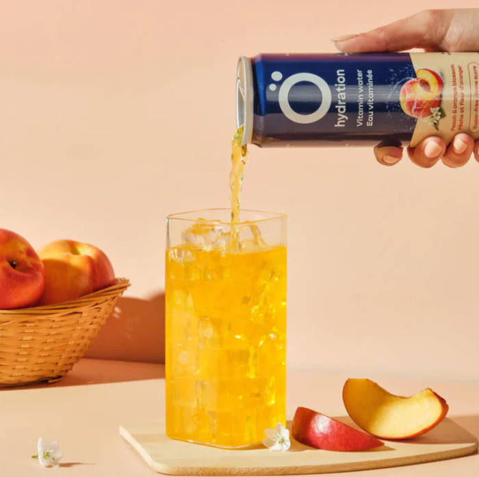 Eau vitaminée avec électrolytes & antioxydants - Pêche & Fleur d'oranger ohydration canette