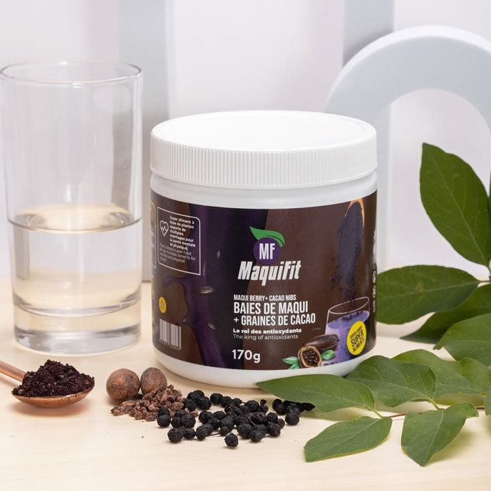 Maqui berry powder with cocoa seeds
