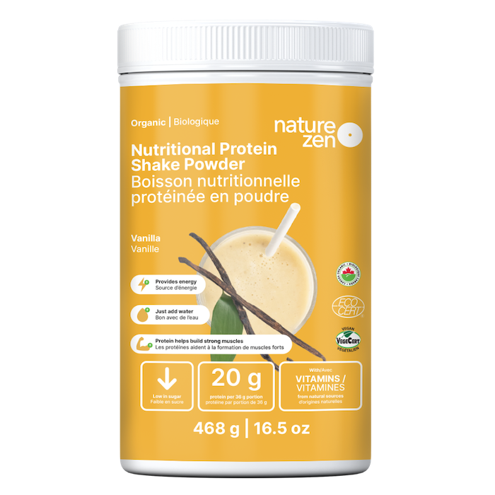 Boisson nutritionnelle protéinée biologique en poudre avec vitamines et sans gluten