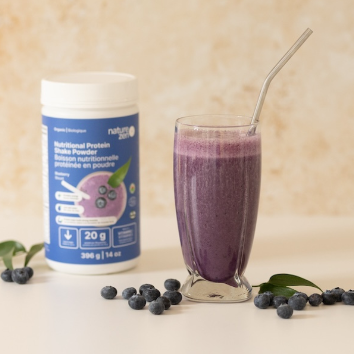 Boisson nutritionnelle protéinée biologique en poudre avec vitamines et sans gluten