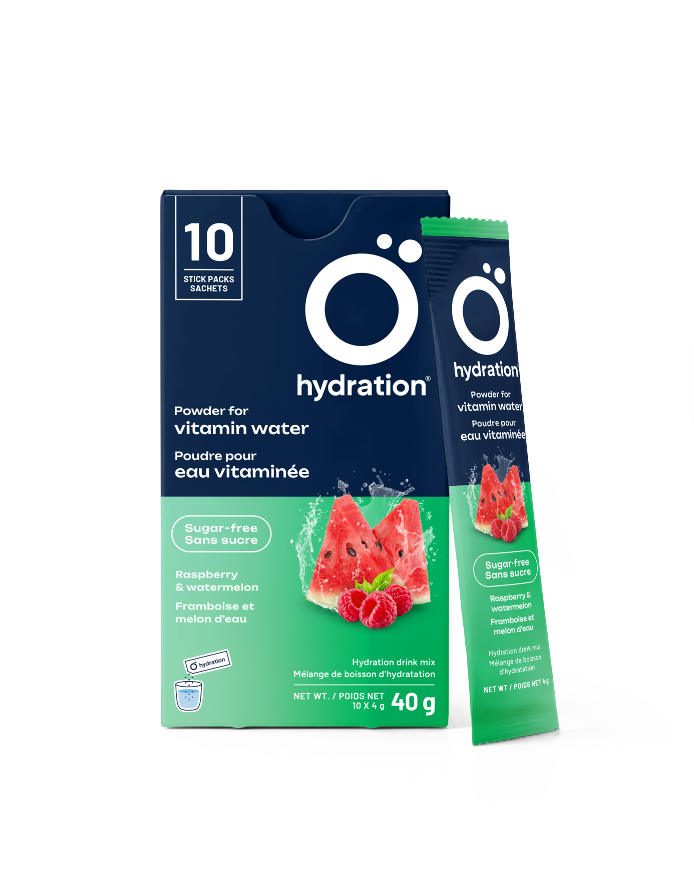 Booster d'hydratation pour l'immunité avec des vitamines et des antioxydants (10 sachets individuels) - Melon d'eau framboise
