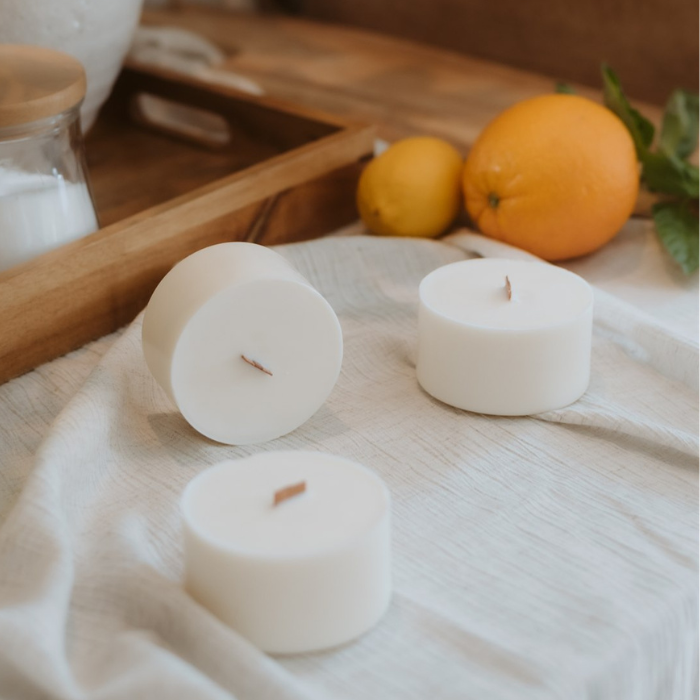 Bougie rechargeable avec pot en béton Toscane - Basilic & Néroli