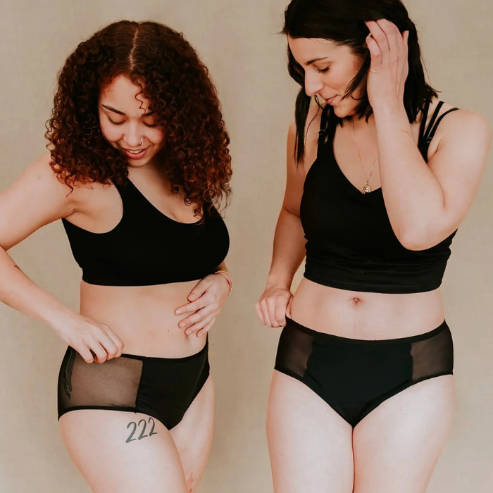 Culotte menstruelle - Taille Haute avec Mesh Noir