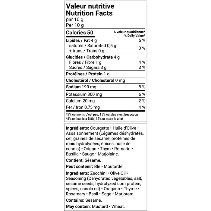 Freeze-dried fruit - Courgettes à la jardinière