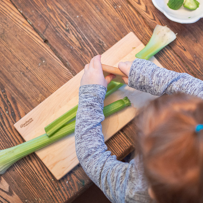 Wooden knife and cutting board set for children