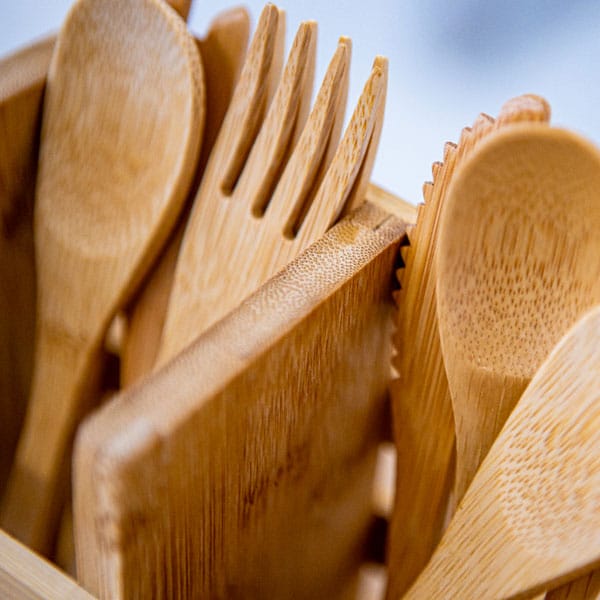 Ensemble - Ustensiles en bambou réutilisables