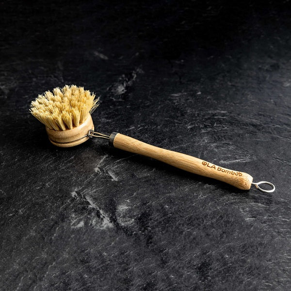 Brosse à vaisselle en bambou avec manche