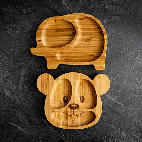 Bamboo plate with suction base - Teddy bear