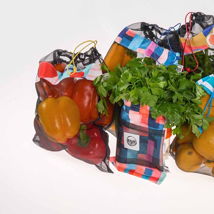 Set of fruit & vegetable bags - Black mesh