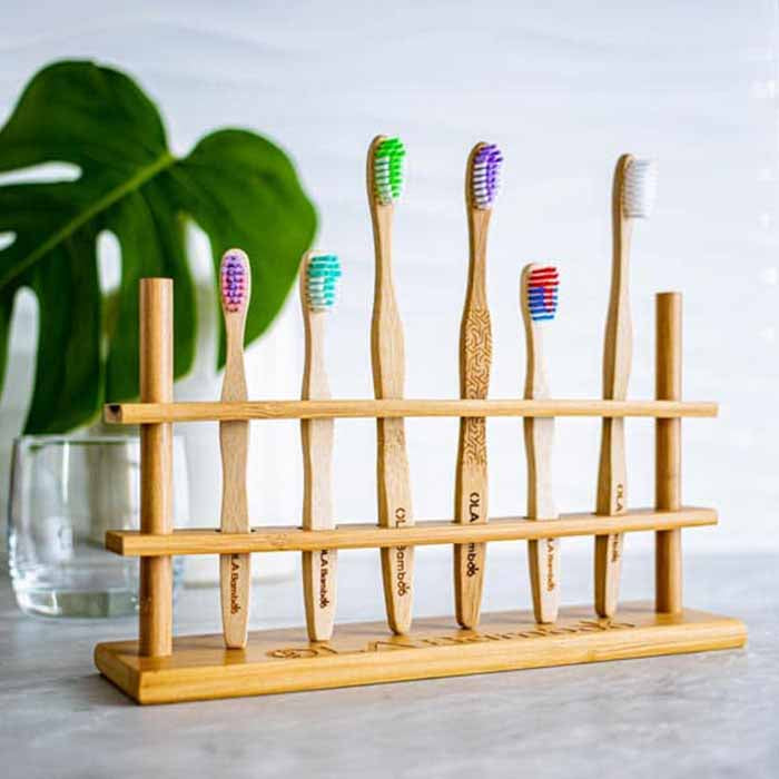 Porte-brosses à dents en bambou